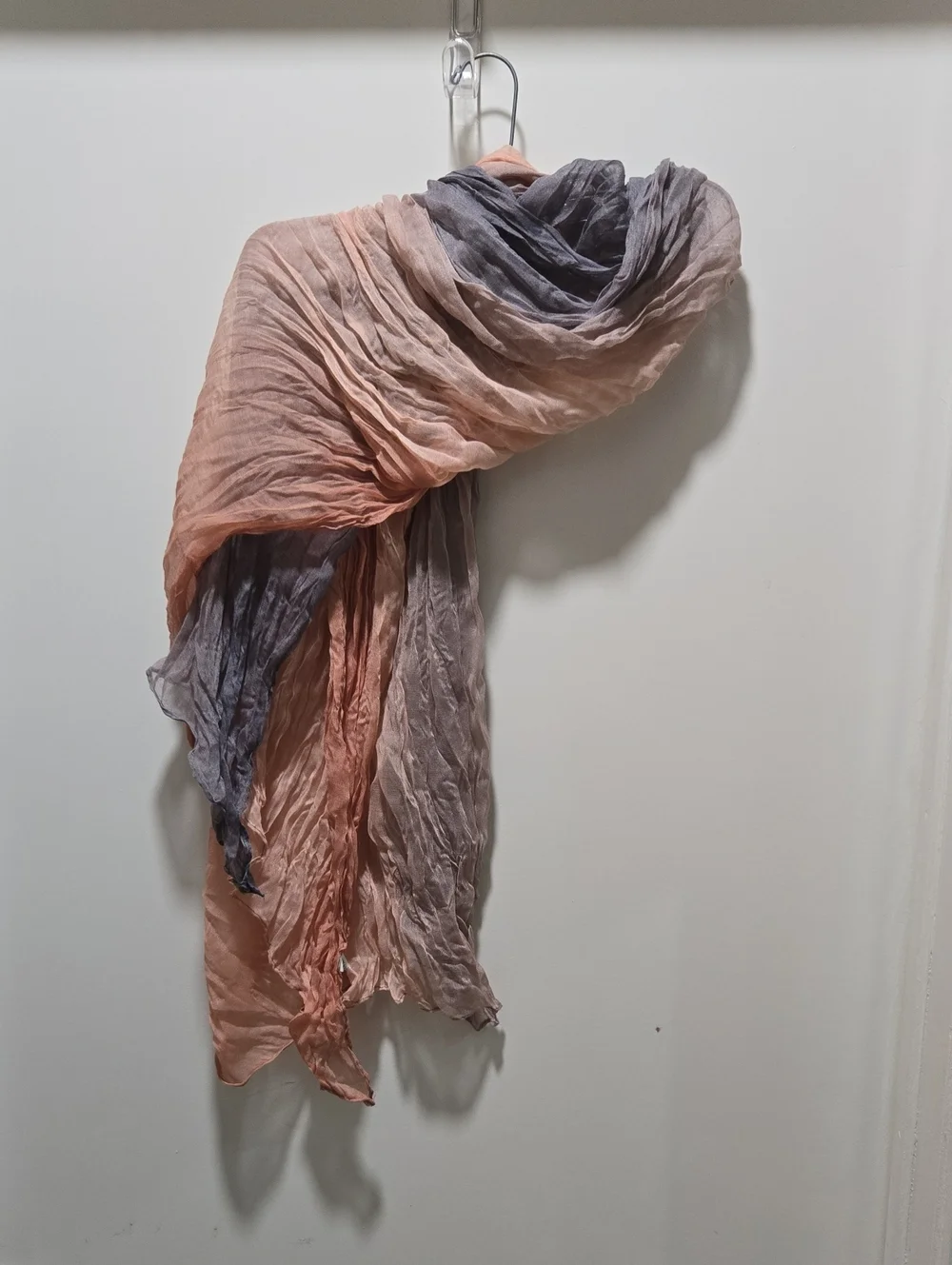 Lightweight Peach & Gray Crinkle Scarf